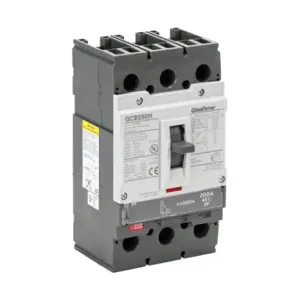 GLADIATOR GCB250H-3FF200LL Molded Case Circuit Breaker, 250A Frame, 200A, 600 VAC/ 600 VDC, 3-Pole | CV7TXM