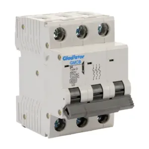 GLADIATOR GMCB-3D-3 Miniature Supplementary Protector, 3A, 480Y/ 277 VAC/ 125 VDC, 3-Pole, D Curve | CV7WCG