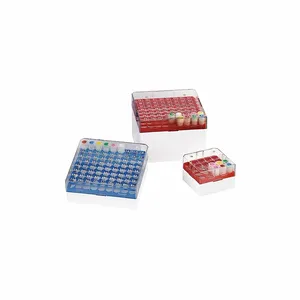 GLOBE SCIENTIFIC 3039R Cryogenic Vial Storage Box, Plastic, Red, 52 mm Overall Ht, 76 mm Overall Lg, 8 PK | CP6MGG 52JX21