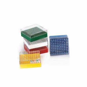 GLOBE SCIENTIFIC 3050G Cryogenic Vial Storage Box, Plastic, Green, 52 mm Overall Ht, 120 Deg C, -196 Deg C, 5 PK | CP6MGB 52JX35