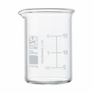 GLOBE SCIENTIFIC 8010020 Beaker, Borosilicate Glass, 0.68 oz Labware Capacity, Reusable, 12 Pack | CP6MAK 793VY0