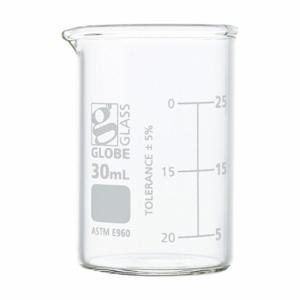 GLOBE SCIENTIFIC 8010030 Becherglas, Borosilikatglas, 1.01 oz Laborbedarfskapazität, wiederverwendbar, 12er-Pack | CP6MAL 793VY1