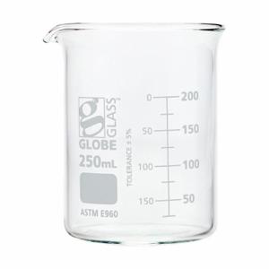 GLOBE SCIENTIFIC 8010250 Beaker, Borosilicate Glass, 8.45 oz Labware Capacity, Reusable, 12 Pack | CP6MAV 793VY5