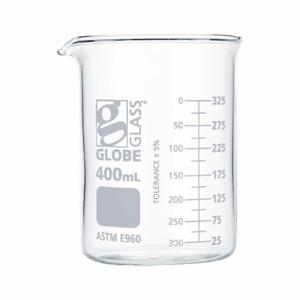 GLOBE SCIENTIFIC 8010400 Beaker, Borosilicate Glass, 13.51 oz Labware Capacity, Reusable, 12 Pack | CP6MAN 793VY6