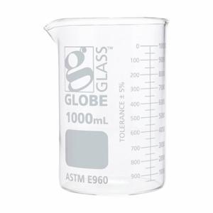 GLOBE SCIENTIFIC 8011000 Beaker, Borosilicate Glass, 33.78 oz Labware Capacity, Reusable, 6 Pack | CP6MAR 793VY9