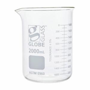 GLOBE SCIENTIFIC 8012000 Beaker, Borosilicate Glass, 67.57 oz Labware Capacity, Reusable, 4 Pack | CP6MAU 793VZ0