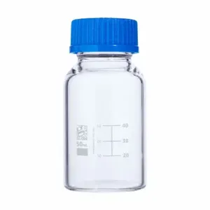 GLOBE SCIENTIFIC 8100050 Media Bottle, 1.69 oz Labware Capacity - English, Type I Borosilicate Glass, 10 PK | CP6MNZ 793W09