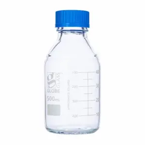 GLOBE SCIENTIFIC 8100500 Media Bottle, 16.91 oz Labware Capacity - English, Type I Borosilicate Glass, 10 PK | CP6MPA 793W12