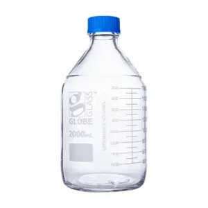 GLOBE SCIENTIFIC 8102000 Media Bottle, 67.63 oz Labware Capacity - English, Type I Borosilicate Glass, 10 PK | CP6MPE 793W14