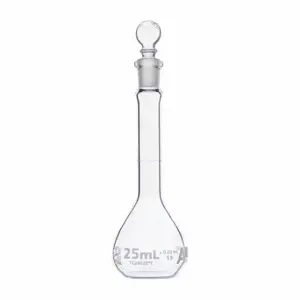 GLOBE SCIENTIFIC 8200025 Volumetric Flask, 25 mL Labware Capacity - Metric, Type I Borosilicate Glass | CP6NAD 793W21