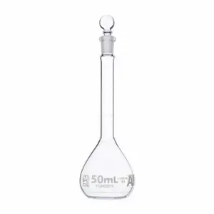 GLOBE SCIENTIFIC 8200050 Volumetric Flask, 50 mL Labware Capacity - Metric, Type I Borosilicate Glass | CP6NAL 793W22