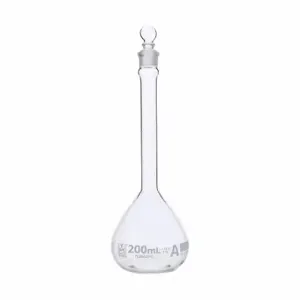 GLOBE SCIENTIFIC 8200200 Volumetric Flask, 200 mL Labware Capacity - Metric, Type I Borosilicate Glass | CP6NAC 793W24