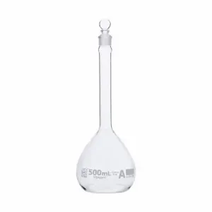 GLOBE SCIENTIFIC 8200500 Volumetric Flask, 500 mL Labware Capacity - Metric, Type I Borosilicate Glass | CP6NAM 793W26