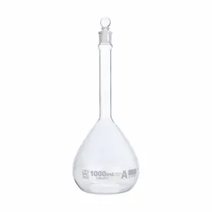 GLOBE SCIENTIFIC 8201000 Volumetric Flask, 1000 mL Labware Capacity - Metric, Type I Borosilicate Glass | CP6MZU 793W27