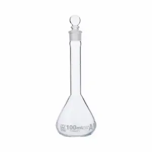 GLOBE SCIENTIFIC 8230100 Volumetric Flask, 100 mL Labware Capacity - Metric, Type I Borosilicate Glass | CP6MZY 793W34