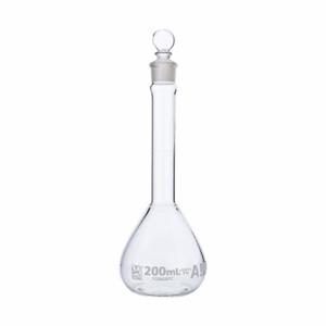 GLOBE SCIENTIFIC 8230200 Volumetric Flask, 200 mL Labware Capacity - Metric, Type I Borosilicate Glass | CP6NAN 793W35