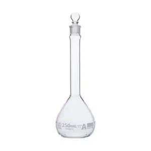 GLOBE SCIENTIFIC 8230250 Volumetric Flask, 250 mL Labware Capacity - Metric, Type I Borosilicate Glass | CP6NAG 793W36