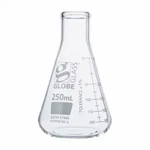 GLOBE SCIENTIFIC 8400250 Erlenmeyer Flask, 250 Ml Labware Capacity - Metric, 12 PK | CP6MMQ 793VZ5