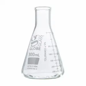 GLOBE SCIENTIFIC 8400300 Erlenmeyer Flask, 300 Ml Labware Capacity - Metric, 12 PK | CP6MMK 793VZ6