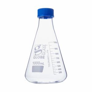 GLOBE SCIENTIFIC 8421000 Erlenmeyer Flask, 1000 Ml Labware Capacity - Metric, Type I Borosilicate Glass, Blue, 4 PK | CP6MMR 793W07