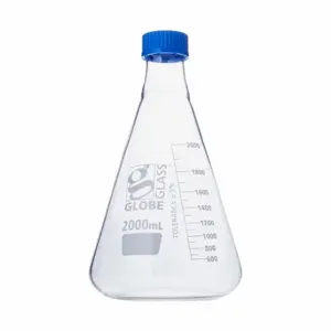 GLOBE SCIENTIFIC 8422000 Erlenmeyer Flask, 2000 Ml Labware Capacity - Metric, Type I Borosilicate Glass | CP6MMF 793W08