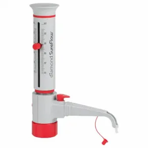 GLOBE SCIENTIFIC GBTD-R-50 Bottle Top Dispenser, 5 to 50 ml, 1 ml Graduations | CP6MDG 784GL7