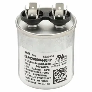 GOODMAN CAP020000440RP Capacitor, 2.0 MFD, 440V, Round | CP6NJF 42AK86