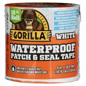 GORILLA 101895 Roof Repair Tape, 4 Inch Width, 10 ft Length, 34 Mil Thick, White | CV2JAF 61CU85