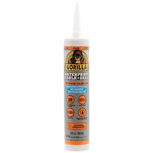 GORILLA 108311 Silicone Sealant, Waterproof Caulk & Seal, Clear, 10 Oz, Cartridge | CP6NYF 453U48