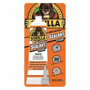 GORILLA 108324 Silicone Sealant, Clear, 3 Oz, Tube | CP6NZH 49UU22