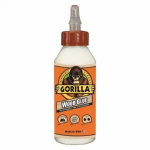 GORILLA 6200002 Wood Glue, Std Working Time, Interior/Exterior, 8 fl oz, Bottle, Translucent Tan | CP6NYC 4GZK3