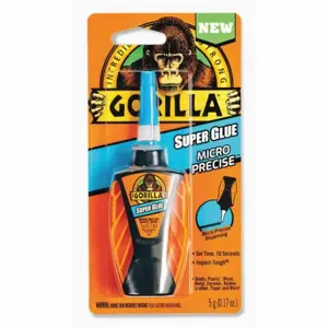 GORILLA 6770002 Instant Adhesive, Super Glue Micro Precise, 0.17 fl oz, Bottle, Clear | CP6NYA 499L85