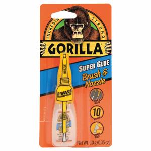 GORILLA 7500101 Instant Adhesive, Super Glue Brush & Nozzle, 0.35 fl oz, Bottle, Clear | CP6NZB 49UU19
