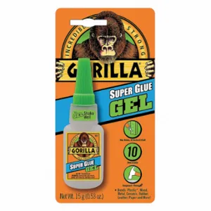 GORILLA 7600101 Instant Adhesive, Super Glue Gel, 0.53 fl oz, Bottle, Clear, 50 g/L and Under | CP6NXZ 30WM02