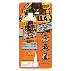 GORILLA 8020001 Construction Adhesive, Heavy Duty, 2.5 Fl Oz, Tube, White | CP6NYG 49UU21