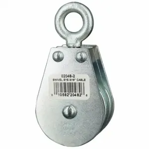 GRAINGER 02048-2-C Pulley Block, Swivel Eye, 3/16 Inch Max. Cable Size, Plain | CP7RMV 493R63