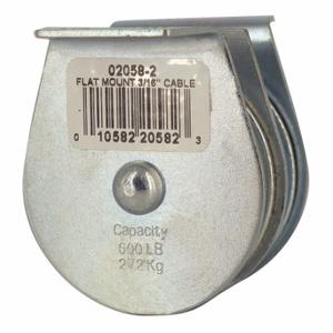 GRAINGER 02058-2-C Pulley Block, Flat Mount, 3/16 Inch Max. Cable Size, Plain | CR3BYE 493R64