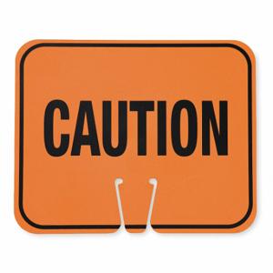 GRAINGER 03-550-C Traffic Cone Sign, Plastic, 10 1/2 Inch Height, Orange/Black, Caution | CQ7RAU 2KCV3