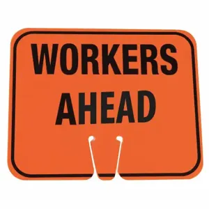 GRAINGER 03-550-WAH Traffic Cone Sign, Plastic, 10 1/2 Inch Height, Orange/Black, Workers Ahead | CQ7QXL 6FGL5