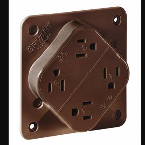 GRAINGER 1254B Receptacle, Quad, 5-15R, 15 A, 125V AC, Brown, 2 Poles, Screw Terminals | CP8XWY 52HC34