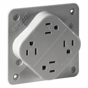 GRAINGER 1254GY Receptacle, Quad, 5-15R, 15 A, 125V AC, Gray, 2 Poles, Screw Terminals | CP8XWZ 52HC36