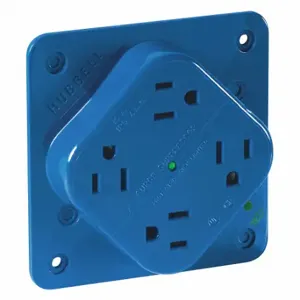 GRAINGER 1254HSA Receptacle, Quad, 5-15R, 15 A, 125V AC, Blue, 2 Poles, Screw Terminals | CQ2EZX 52HC37