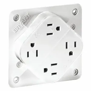 GRAINGER 1254W Receptacle, Quad, 5-15R, 15 A, 125V AC, White, 2 Poles, Screw Terminals | CP8XXC 52HC43