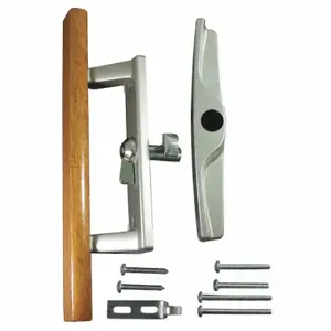 GRAINGER 13-104 Patio Door Handle Set Latch, 9 Inch Length, 4 1/2 Inch Height, Wood/Zinc, 2 Inch Wd | CQ4UMJ 448R79