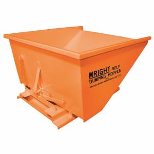 GRAINGER 15077 ORANGE Self-Dumping Hopper, 40.5 Cu ft Cubic Foot Capacity, 63 1/2 Inch Length, Orange | CQ4LQX 9CVU6