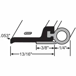 GRAINGER 19-850BZ-36 Door Frame Weatherstrip, Hollow Bulb, Vinyl, -30 Deg F, Aluminum, Gray, 84 In | CP9CWF 451K17