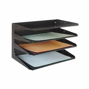 GRAINGER 1AYE5 File Holder, Legal File Size, 4 Horizontal Compartments, Black, 8 3/4 Inch Length | CJ2DYE