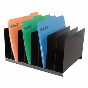 GRAINGER 1AYE8 File Holder, Letter File Size, 8 Vertical Compartments, Black, 11 Inch Length | CJ2DYC