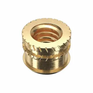 GRAINGER 1GML8 Heat-Set Insert, #8-32 Thread Size, 3/16 Inch Overall Length, 0.25 Inch Dia, Brass, 100 PK | CQ2ABH