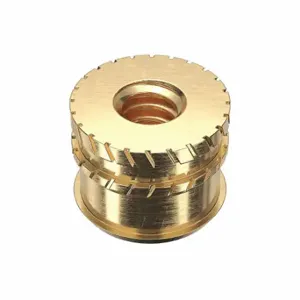 GRAINGER 1GNL7 Heat-Set Insert, M2.5-0.45 Thread Size, 3 mm Overall Length, 4.369 mm Dia, Brass, 100 PK | CQ2ADA